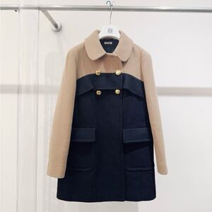 🚩steal authentic Miu Miu Tan and Black Pea Coat